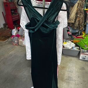 Elegant Green Velvet Dress